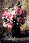 Famous Vase Paintings - Pink Roses In A Vase